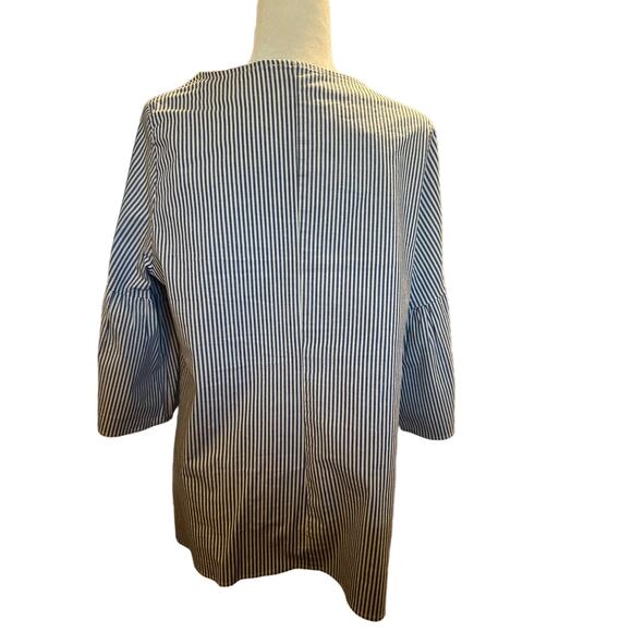 Como Black Blue & White Striped Bell Sleeve Blouse, Plus Size 1X - Picture 4 of 5